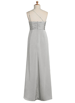 Azazie Eren Junior Silver Sheath Pleated Stretch Satin Dress image8