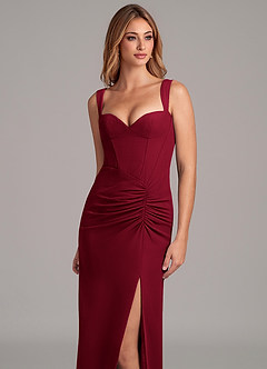 Azazie Ayla Final Sale Emerald Sheath Sweetheart Neckline Chiffon Dress image2