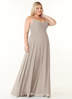 Azazie Janine Bridesmaid Dresses Frost A-Line V-Neck Chiffon Dress image8