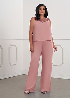 Azazie Maura Mother of the Bride Dresses Dusty Rose Jumpsuit/Pantsuit Sequins Chiffon Dress image10