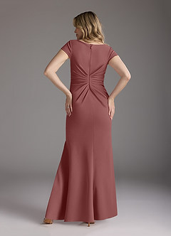 Azazie Tana Kleider für die Brautmutter Meerjungfrau-Linie V-Hals Gefaltet Stretch-Krepp Kleid Wüstenrose image5