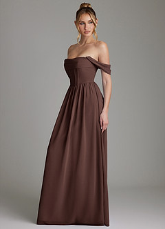 Azazie Caterina Bridesmaid Dresses Ganache A-Line Corset Chiffon Dress image9