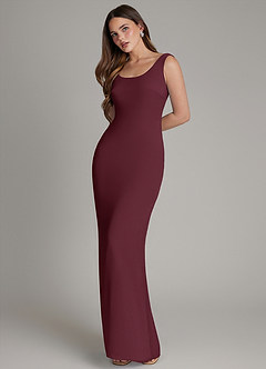 Azazie Hadley Bridesmaid Dresses Cabernet Mermaid Pleated Chiffon Dress image3