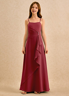 Azazie lolly Girls Formal Robe Demoiselle D'honneur Fillette Robe Trapèze en Mousseline de soie Plissée Grenade image4