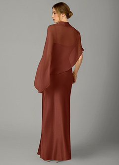 Azazie Jaleesa 신부 들러리 드레스 A라인 하이넥 스트레치 새틴 바닥 길이 드레스 image6