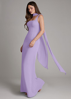 Azazie Katya Bridesmaid Dresses Lilac Mermaid Square Neckline Chiffon Convertible Dress image4