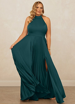 Christian Siriano Bridal for Azazie 1007 Bridesmaid Dresses Pine A-Line Pleated Stretch Satin Dress image12