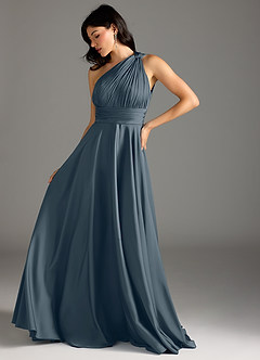Azazie Charlize Jurken voor bruidsmeisjes Jurk van Stretch Satijn met A-lijn One-shoulder Schemering image5