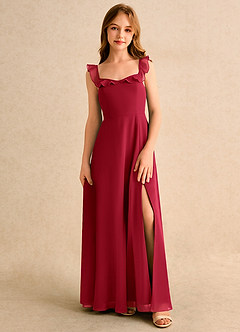 Azazie Chip Girls Formal Flower Girl Dresses Scarlet A-Line Sleeveless Chiffon Dress image1