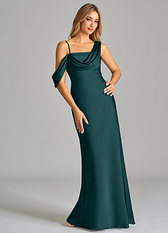 Azazie Celina Brautjungfernkleider Etui Schulterfrei Stretch-Satin Kleid Kiefer image1