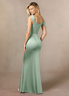 Azazie Laramie Mother of the Bride Dresses Agave Mermaid Pleated Stretch Satin Dress image3