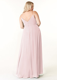Azazie Janine Bridesmaid Dresses Blushing Pink A-Line V-Neck Chiffon Dress image7