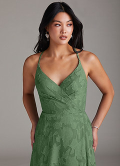 Azazie Davis Brautjungfernkleider A-Linie Plissee Blumen-Burnout Kleid Eukalyptus image5