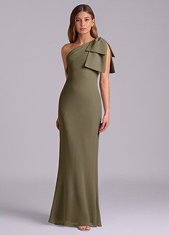 Azazie Yuanna Bridesmaid Dresses Willow Green Mermaid One Shoulder Chiffon Dress image5