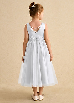 Azazie Lux Flower Girl Dresses White A-Line Beaded Tulle Dress image2