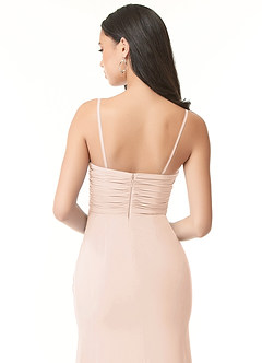 Azazie Darria Robes de demoiselle d'honneur Robe Fourreau Convertible en Mousseline extensible Plissee mit quadratischem Ausschnitt Rose Pâle image8