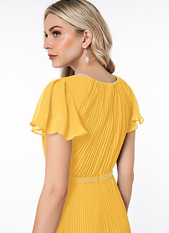 Azazie Kara Modest Bridesmaid Dresses A-Line Pleated Chiffon Floor-Length Dress image6
