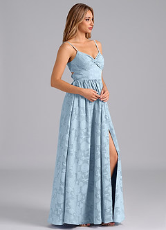 Azazie Zeya Bridesmaid Dresses Sky Blue A-Line Bow Floral Burnout Dress image5