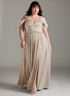 Azazie Lianne Bridesmaid Dresses Frost A-Line Off the Shoulder Stretch Satin Dress image9