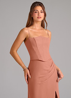 Azazie Jenine Vestidos de damas de honor Vestido de Mai Tai de Gasa de Corte Sirena con Sin tirantes image2