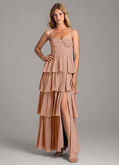 Azazie Alanna Bridesmaid Dresses Champagne Rose A-Line Sweetheart Neckline Chiffon Dress image3