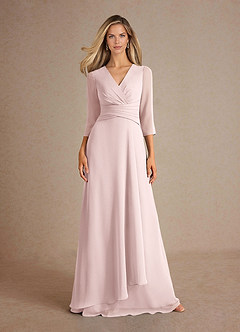 Azazie Mayfield Mother of the Bride Dresses Blushing Pink A-Line Pleated Chiffon Dress image6