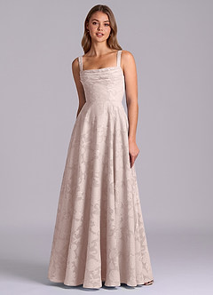 Azazie Shaude 신부 들러리 드레스 A라인 주름진 플로럴 번아웃 바닥 길이 드레스 image6