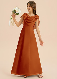 Azazie Lambie Junior Paprika A-Line Pleated Chiffon Dress image2