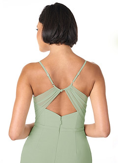 Azazie Blink Final Sale Dusty Sage Sheath V-Neck Chiffon Dress image5