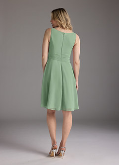 Azazie Shirley Mère de la mariée Robes Robe Trapèze en Mousseline de soie Plissé Scoop Matcha image6