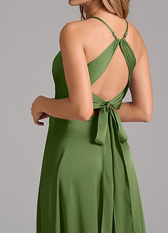 Azazie Evalleen Bridesmaid Dresses Juniper A-Line Pleated Stretch Satin Dress image2