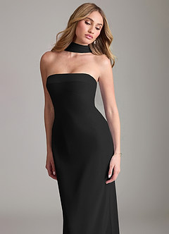 Azazie Lusinda At-home Try On Dresses Black Mermaid Off the Shoulder Chiffon Convertible Dress image8