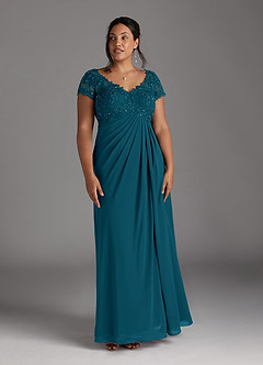 Azazie Jetta Mère de la mariée Robes Robe Trapèze en Mousseline de soie Paillettes Bleu Encre image8