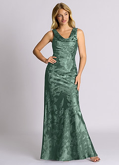 Azazie Rylina 신부 들러리 드레스 인어 절하다 자카드 바닥 길이 드레스 image1