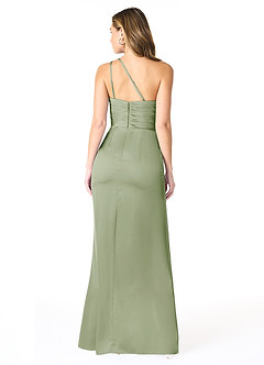 Azazie Eren Robes de demoiselle d'honneur Robe Sirène en Satin extensible Ue épaule Vert Sauge image2