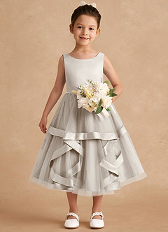 Azazie Posy Flower Girl Dresses Frost A-Line Beaded Tulle Dress image4