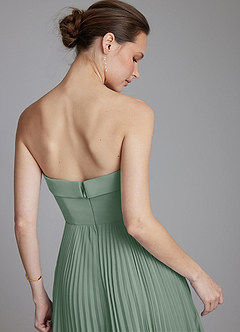 Azazie Mariana Brautjungfernkleider A-Linie Schulterfrei Chiffon Kleid Silberner Salbei image2