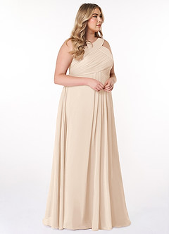 Azazie Kaleigh Bridesmaid Dresses White Alabaster A-Line Pleated Chiffon Dress image4