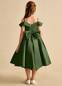 Azazie Favia Jurken voor bloemenmeisjes A-Lijn Jurk van Mat Satijn Off the Shoulder Olijf image2