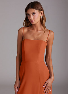 Azazie Wren 신부 들러리 드레스 A라인 스트랩리스 쉬폰 티 길이 드레스 image6