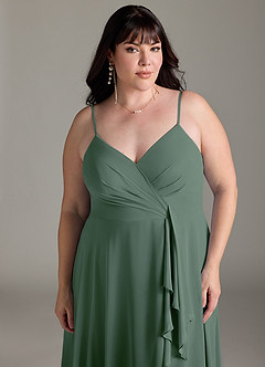Azazie Akita Bridesmaid Dresses Eucalyptus A-Line Chiffon Dress image9