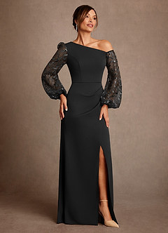 Azazie Cathleen Mother of the Bride Dresses Black Sheath Lace Dress image4