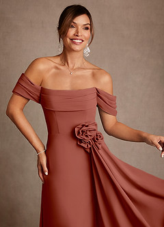 Azazie Amherst Abiti per la Madre della Sposa Abito A-Line in Chiffon a Spalla Scoperta Auburn image6
