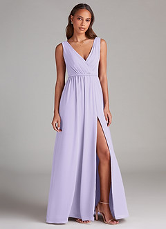 Azazie Tanicia Robes de demoiselle d'honneur Robe Trapèze en Mousseline de soie Plissée Lilas image4