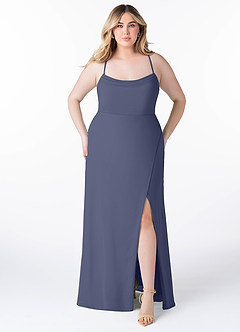 Azazie Maliya Final Sale Eucalyptus Sheath Pleated Chiffon Dress image6