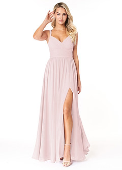 Azazie Chanel Bridesmaid Dresses Blushing Pink A-Line Pleated Chiffon Dress image1