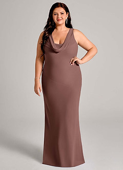 Azazie Rylina Bridesmaid Dresses Espresso Mermaid Pleated Chiffon Dress image7