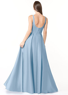 Azazie Neve Bridesmaid Dresses Powder Blue Ball-Gown with Pockets Stretch Satin Dress image2