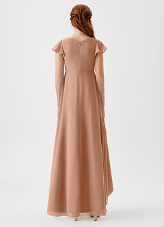 Azazie Breanne Junior Champagne Rose A-Line Chiffon Dress image5