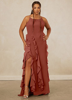 Christian Siriano Bridal for Azazie 1006 Bridesmaid Dresses Auburn Mermaid Ruched Chiffon Dress image8